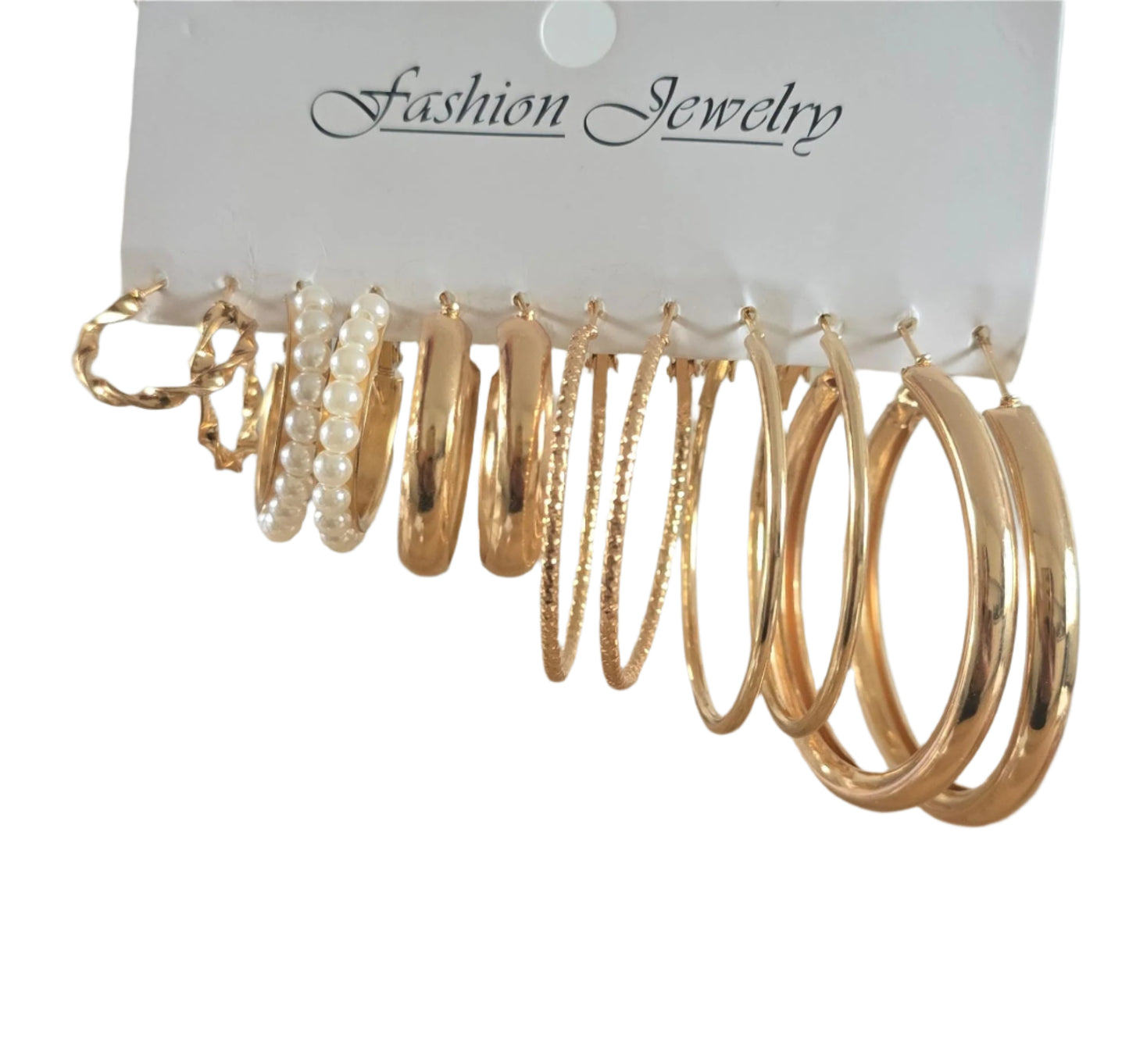 6 Pair .Gold & Mixed Colours Pearl Jewellery Set