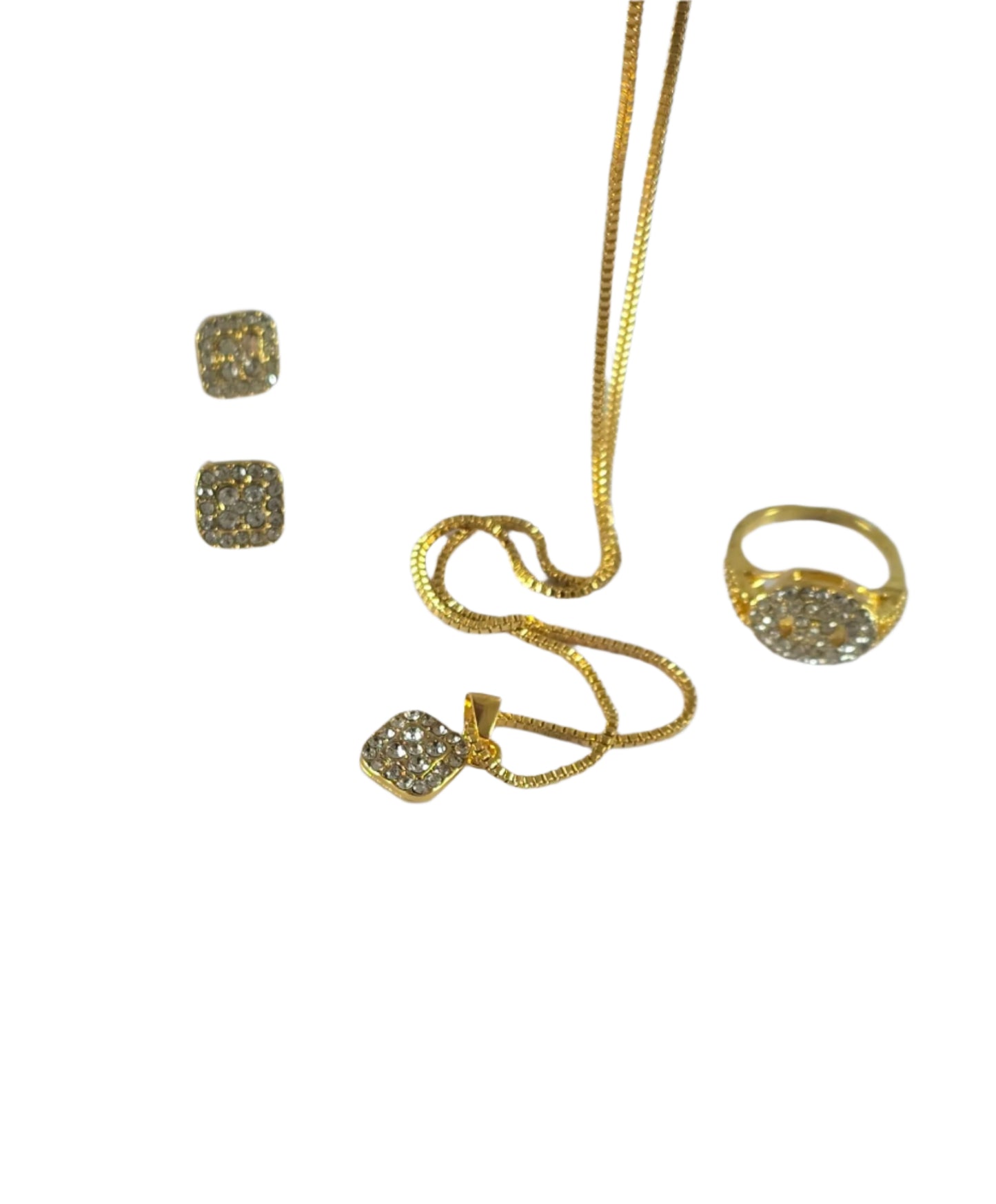 Three row Diamond Gold Pure elegance Necklace set