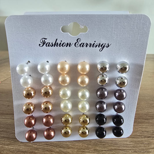 24 Pairs. Mixed colours Pearl -Earrings Stud sets