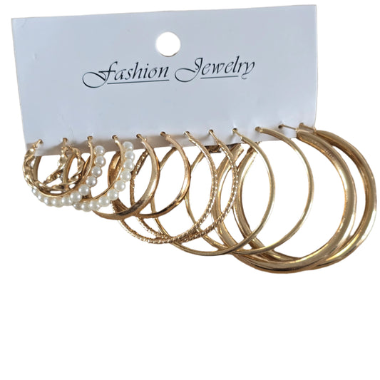 6 Pair .Gold & Mixed Colours Pearl Jewellery Set