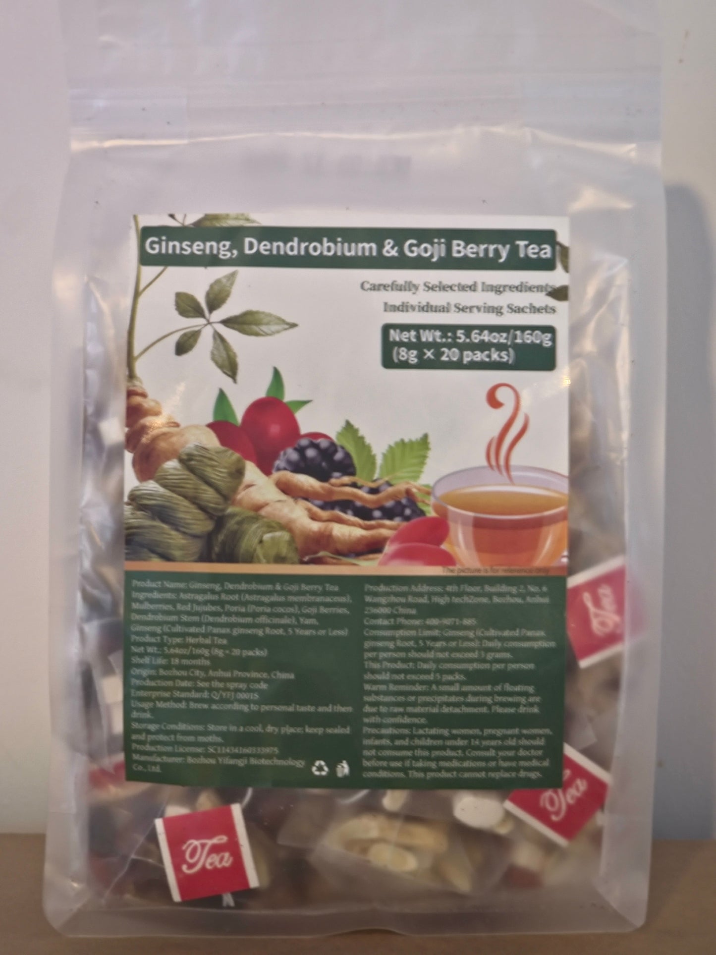 LNS Ginseng, Dendrobium & Goji Berry Herbal Tea – 20 Sachets (160g)