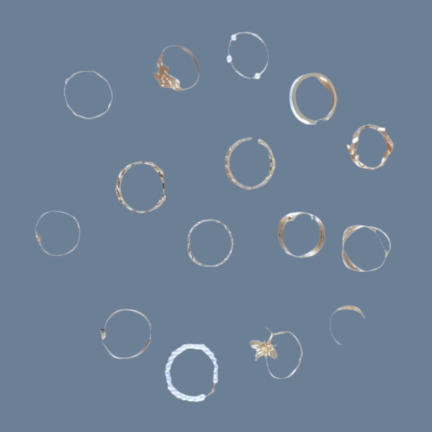 15-Piece Gold &amp; Pearl Ring Set
